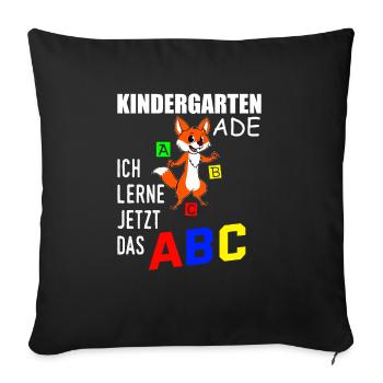Kindergarten Ade ich lerne jetzt das ABC - Sofakissenbezug 45 x 45 cm - Schwarz - Vorne