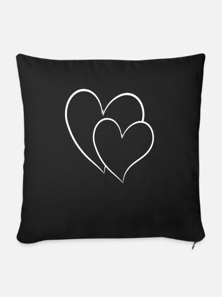 Doppel Herz Einfaches Design - Sofakissenbezug 45 x 45 cm - Schwarz