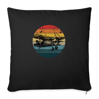 Avion Vintage Avion Pilote Aviation - - Housse de coussin décorative 45 x 45 cm - noir - Devant