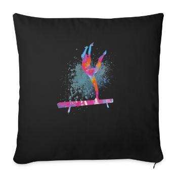 Figure colorée Gymnastique Gymnaste Cadeaux de gymnastique - Housse de coussin décorative 45 x 45 cm - noir - Devant