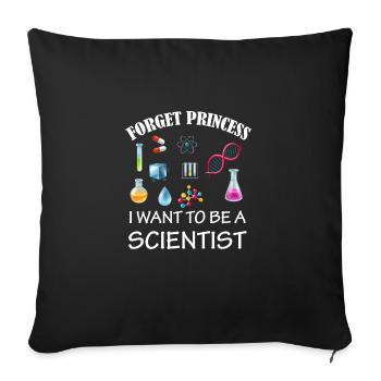 Oubliez princesse je veux être une fille scientifique - Housse de coussin décorative 45 x 45 cm - noir - Devant