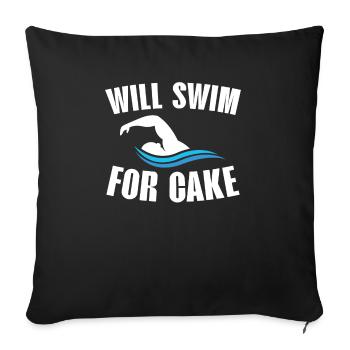 Will Swim For Cake Swimming Coach Swimmer - Sofa pillowcase 17,3'' x 17,3'' (45 x 45 cm) - black - Front