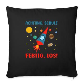 Einschulung Junge Rakete Schulkind Schultüte - Sofakissenbezug 45 x 45 cm - Schwarz - Vorne