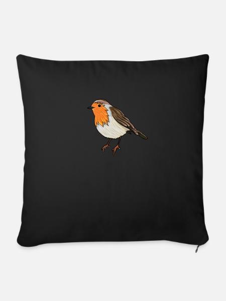 Rotkehlchen Vogel des Jahres Rotkehlchen - Sofakissenbezug 45 x 45 cm - Schwarz