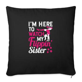 Funny gymnast cheering I'm here - Sofa pillowcase 17,3'' x 17,3'' (45 x 45 cm) - black - Front