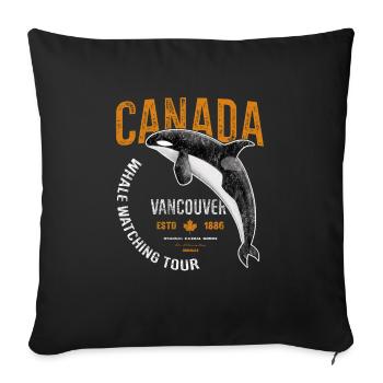 Canada Vancouver Whale Orca Cadeau - Housse de coussin décorative 45 x 45 cm - noir - Devant