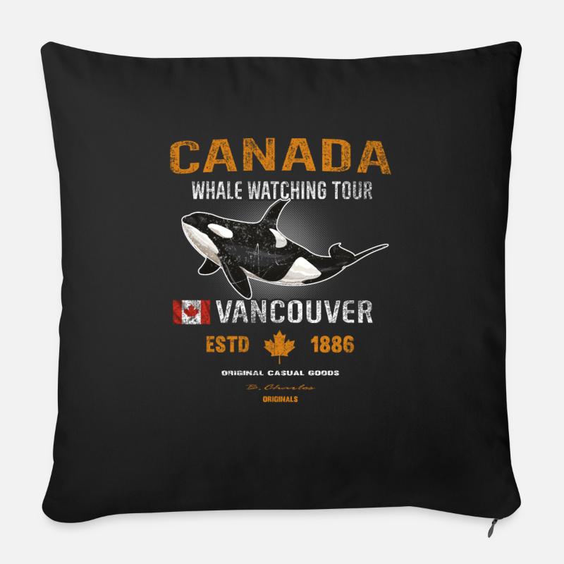 Canada Vancouver Wal Orca Geschenk - Sofakissenbezug 45 x 45 cm - Schwarz