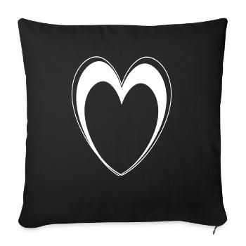 Cœur Blanc - Housse de coussin décorative 45 x 45 cm - noir - Devant