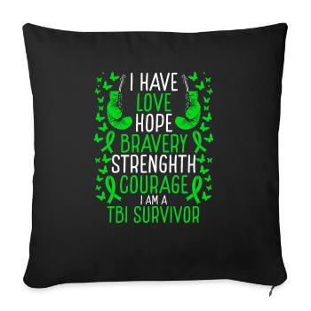 TBI Survivor Hope Traumatic Brain Injury Awareness - Sofakissenbezug 45 x 45 cm - Schwarz - Vorne