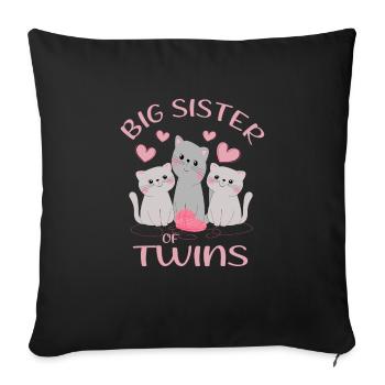 Big Sister of Twins Cats Promoted to Big Sister - Sofa pillowcase 17,3'' x 17,3'' (45 x 45 cm) - black - Front