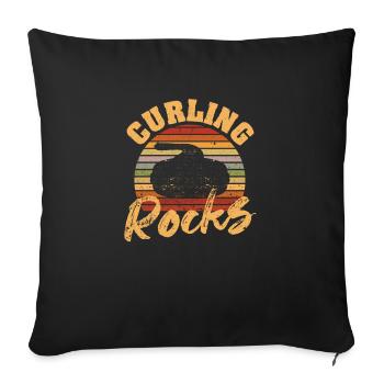 Curling Rocks Funny Curler Stone Winter Sports - Sofa pillowcase 17,3'' x 17,3'' (45 x 45 cm) - black - Front
