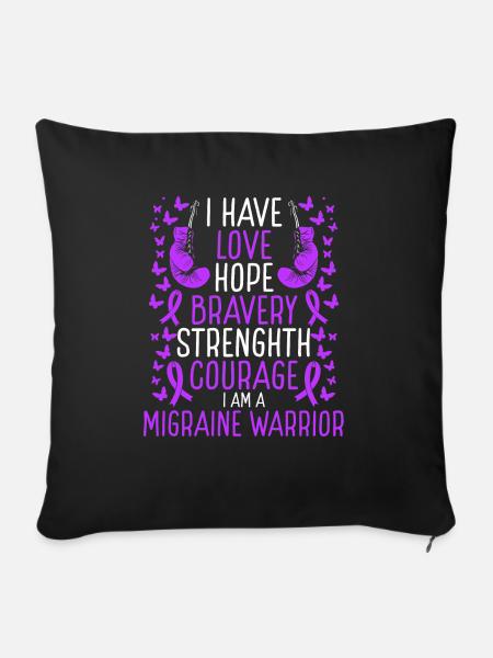 Migraine Awareness Peace Hope Migraine Warrior - Sofakissenbezug 45 x 45 cm - Schwarz