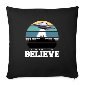 OVNI Je veux croire le thé OVNI extraterrestre - Housse de coussin décorative 45 x 45 cm - noir - Devant