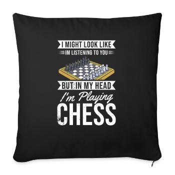 Chess Gift Board Game Chess Game Chess Board - Sofa pillowcase 17,3'' x 17,3'' (45 x 45 cm) - black - Front