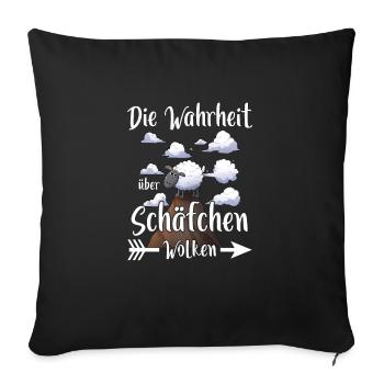 Schäfchenwolken - Lustiges Schaf - Sofakissenbezug 45 x 45 cm - Schwarz - Vorne