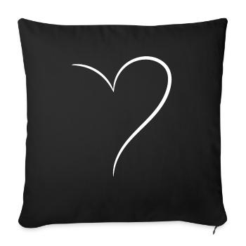Demi-cœur blanc - Housse de coussin décorative 45 x 45 cm - noir - Devant