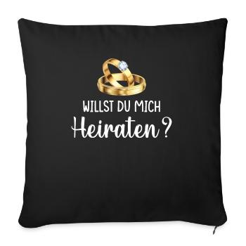Willst du mich heiraten - Sofakissenbezug 45 x 45 cm - Schwarz - Vorne