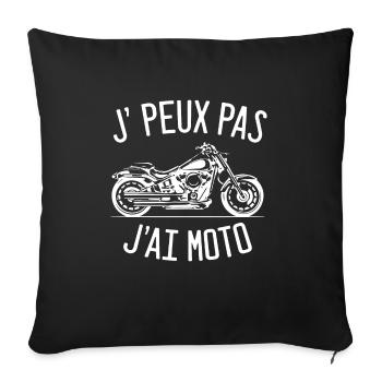 Je peux pas j ai MOTO - Housse de coussin décorative 45 x 45 cm - noir - Devant