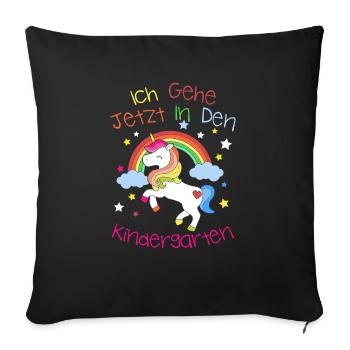 Kinder Ich geh jetzt in den Kindergarten Unicorn - Sofakissenbezug 45 x 45 cm - Schwarz - Vorne