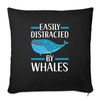 Facilement distrait par les baleines Mammifères marins - Housse de coussin décorative 45 x 45 cm - noir - Devant