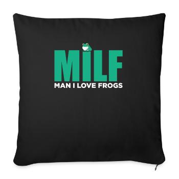 Homme J’aime Grenouilles Grenouille Amour Drôle - Housse de coussin décorative 45 x 45 cm - noir - Devant