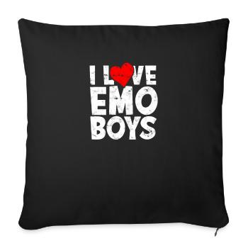 I love Emo Boys Heart - Cute Charming Men Women - Sofa pillowcase 17,3'' x 17,3'' (45 x 45 cm) - black - Front