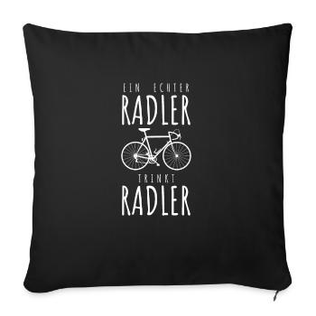 Echte Radler trinken Radler - Bier Limo Rennrad - Sofakissenbezug 45 x 45 cm - Schwarz - Vorne