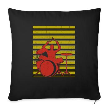 Schlagzeuger Schlagzeug - Sofakissenbezug 45 x 45 cm - Schwarz - Vorne