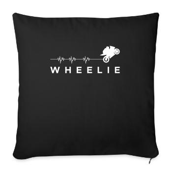 Herzschlag Herzlinie Herzfrequenz Wheelie Shirt - Sofakissenbezug 45 x 45 cm - Schwarz - Vorne