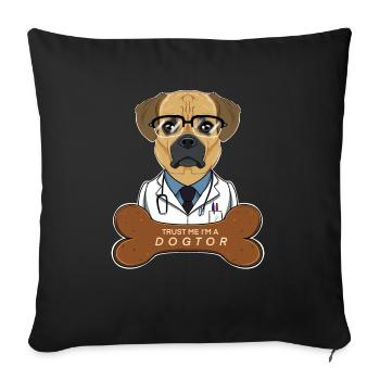 Veterinary Puggle Trust Me Im A Dogtor - Sofa pillowcase 17,3'' x 17,3'' (45 x 45 cm) - black - Front