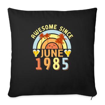 Année de naissance 1985 Juin - Housse de coussin décorative 45 x 45 cm - noir - Devant