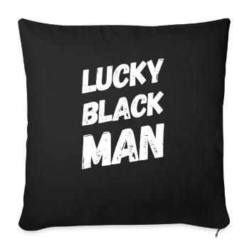 homme noir chanceux - Housse de coussin décorative 45 x 45 cm - noir - Devant