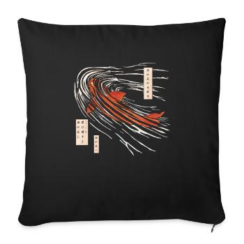 Poissons Koi sur les fonds marins - Housse de coussin décorative 45 x 45 cm - noir - Devant