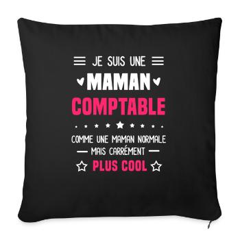 maman comptable maman normale cadeau humour mère - Housse de coussin décorative 45 x 45 cm - noir - Devant