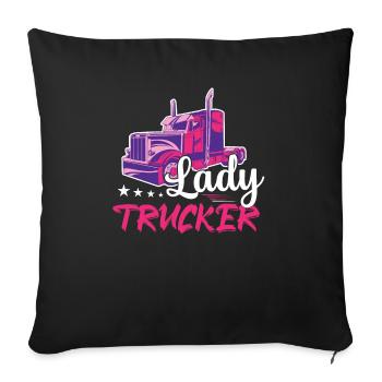 Lady Trucker Chauffeur de camion Camionnage - Housse de coussin décorative 45 x 45 cm - noir - Devant