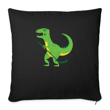 Hockeysaurus Dinosaurier Eishockeyspieler Winter - Sofakissenbezug 45 x 45 cm - Schwarz - Vorne