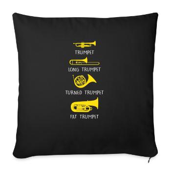Different types of trumpet wind instrument - Sofa pillowcase 17,3'' x 17,3'' (45 x 45 cm) - black - Front