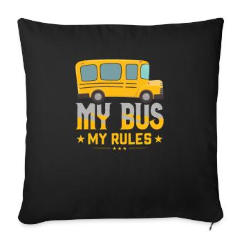 Mon bus Mes règles Jaune Bus Chauffeur d’autobus scolaire - Housse de coussin décorative 45 x 45 cm - noir - Devant