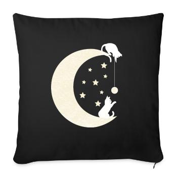 Chats de Lune - Housse de coussin décorative 45 x 45 cm - noir - Devant