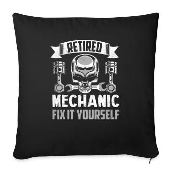 Mécanicien à la retraite Réparez-le vous-même Garage Grand-père - Housse de coussin décorative 45 x 45 cm - noir - Devant