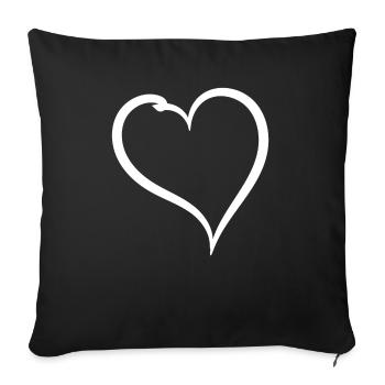 Simple White Heart - Sofa pillowcase 17,3'' x 17,3'' (45 x 45 cm) - black - Front