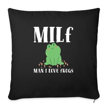 Homme J’aime Grenouilles Grenouille Amour Drôle - Housse de coussin décorative 45 x 45 cm - noir - Devant