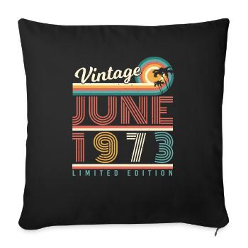 Vintage Juni 1973 - Sofakissenbezug 45 x 45 cm - Schwarz - Vorne