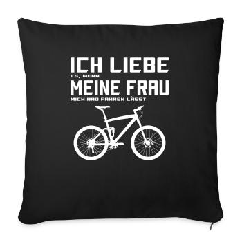 Mountainbike Fahrrad Downhill Trecking Citybike - Sofakissenbezug 45 x 45 cm - Schwarz - Vorne
