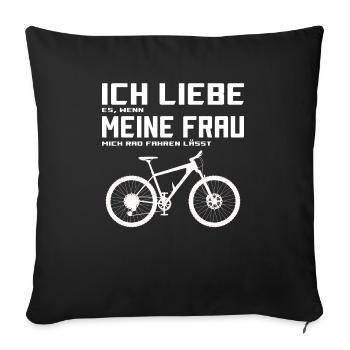 Mountainbike Fahrrad Downhill Trecking Citybike - Sofakissenbezug 45 x 45 cm - Schwarz - Vorne
