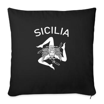Italy Italia Sicilia Flag Sicily Palermo - Sofa pillowcase 17,3'' x 17,3'' (45 x 45 cm) - black - Front