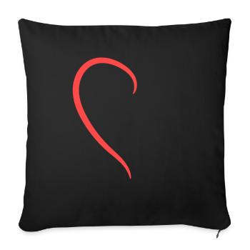 Demi-cœur rouge - Housse de coussin décorative 45 x 45 cm - noir - Devant