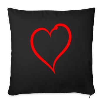 Cœur rouge simple - Housse de coussin décorative 45 x 45 cm - noir - Devant