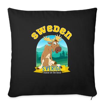 Sweden Sverige Elk on the loose - Sofa pillowcase 17,3'' x 17,3'' (45 x 45 cm) - black - Front