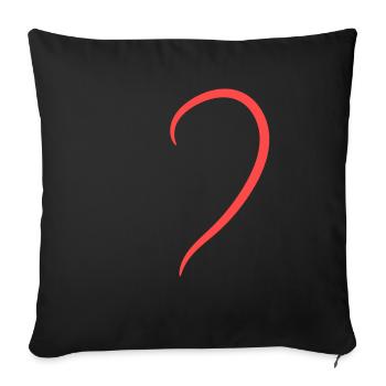 Demi-cœur rouge - Housse de coussin décorative 45 x 45 cm - noir - Devant